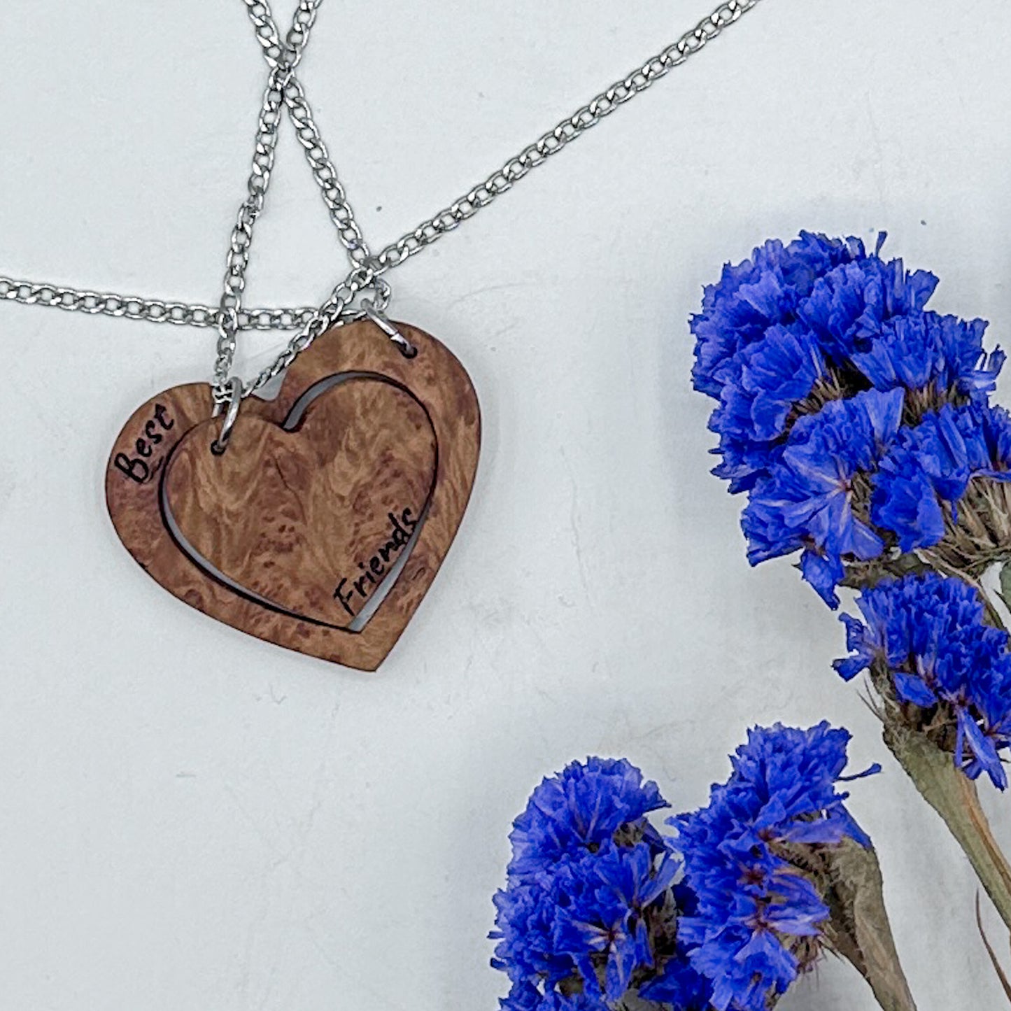 Best Friends Cut-out Timber Necklace - Burl