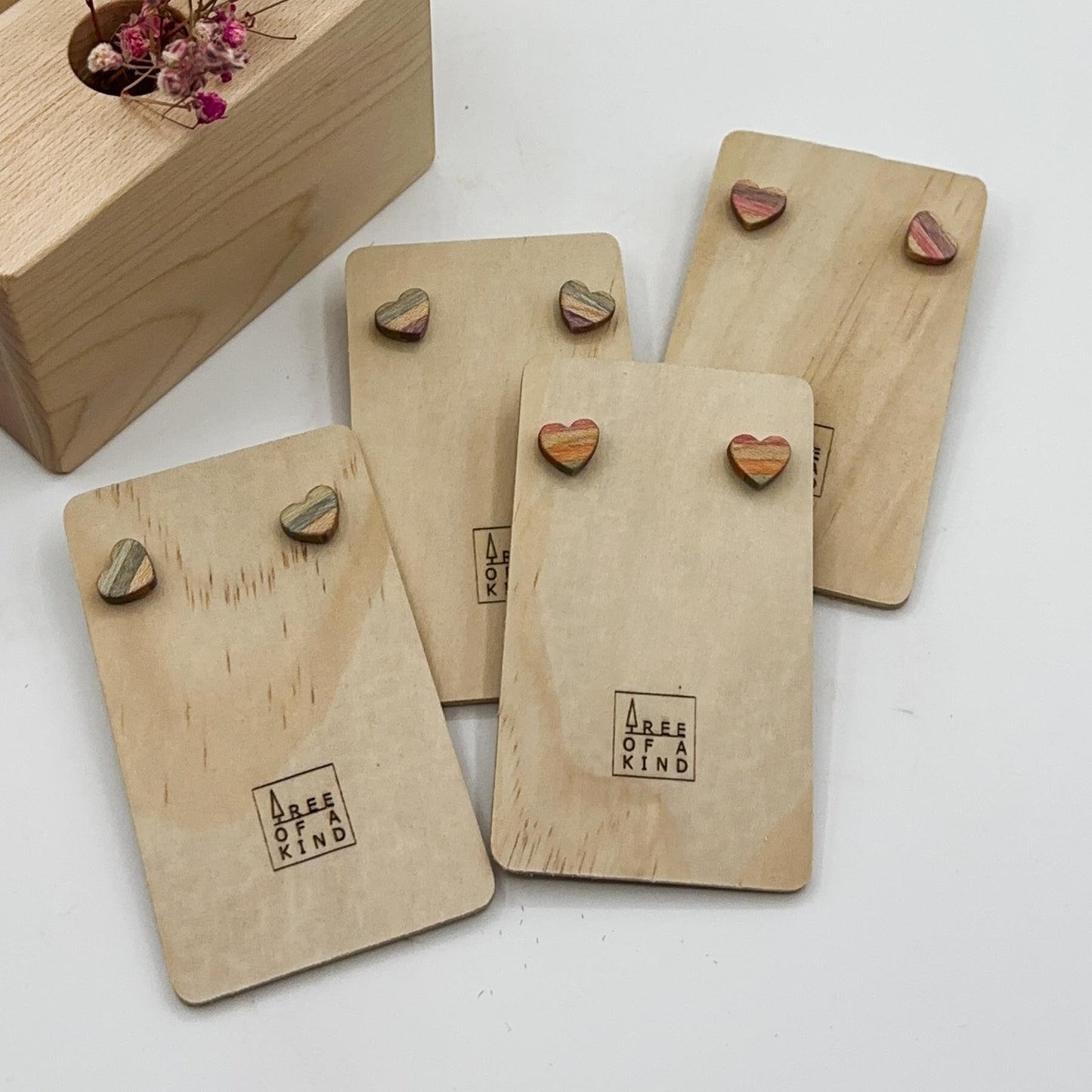 The Heart Stud Timber Earrings - Confetti Birch
