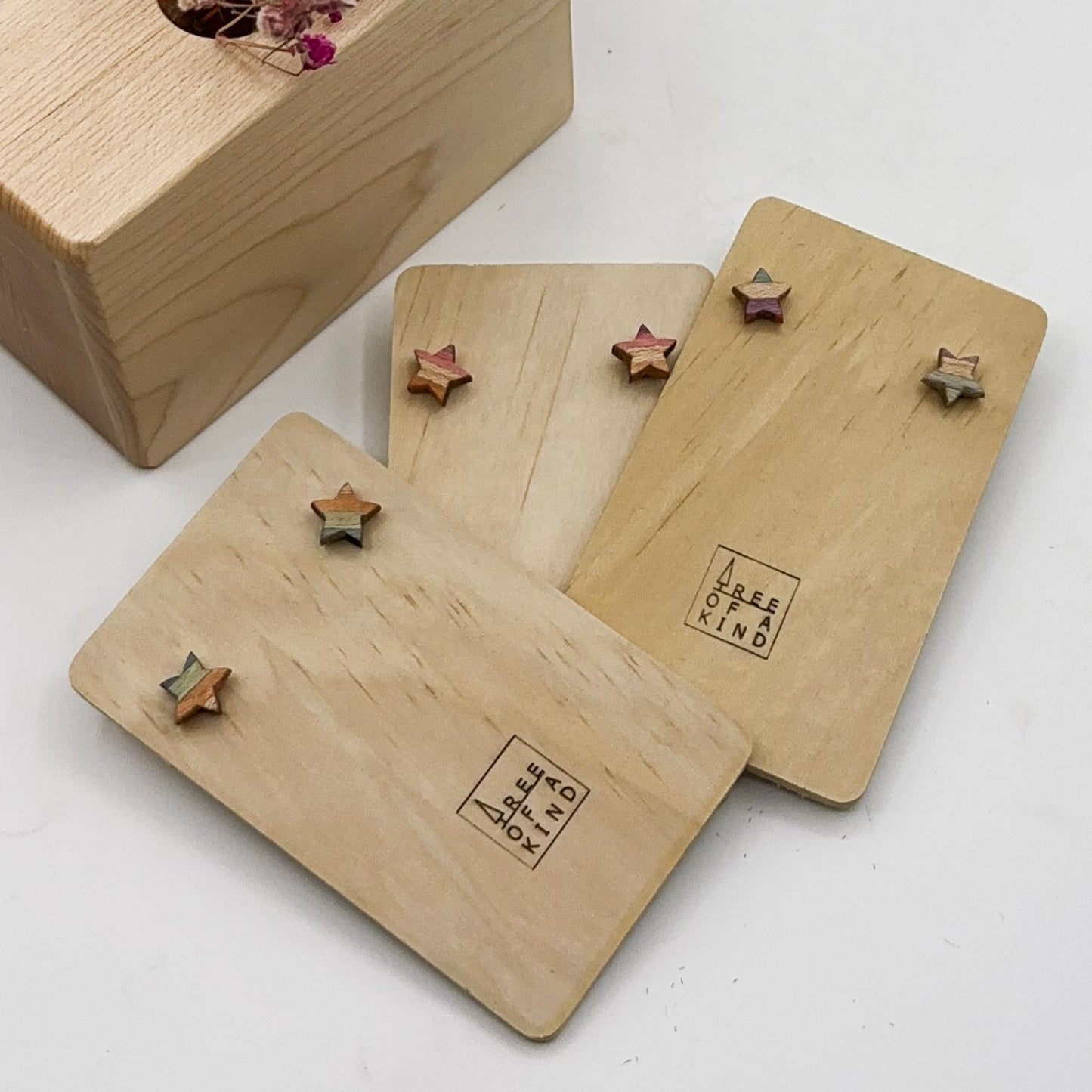 The Star Stud Timber Earrings - Confetti Birch