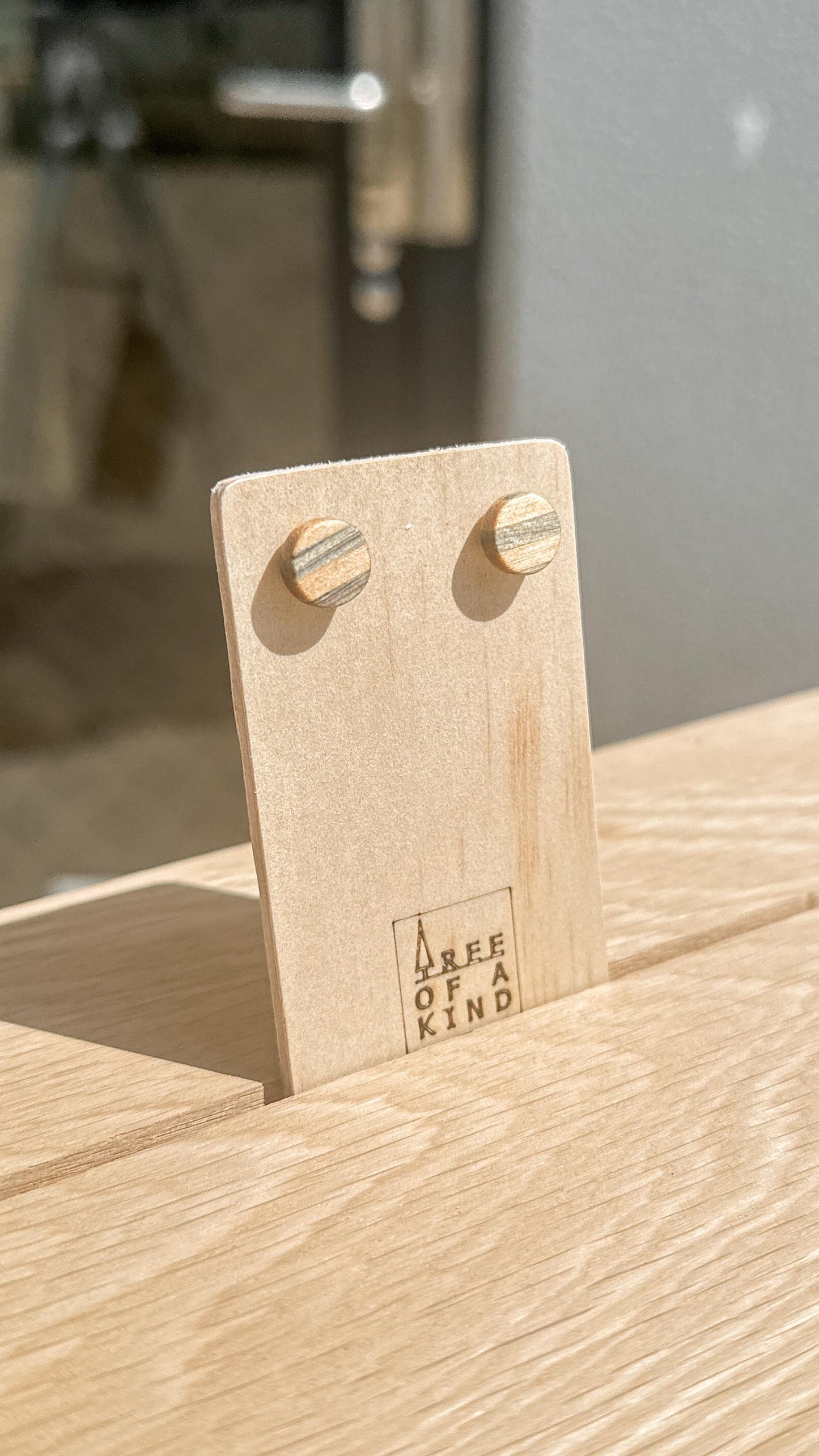 The Circle Stud Timber Earrings - Confetti Birch