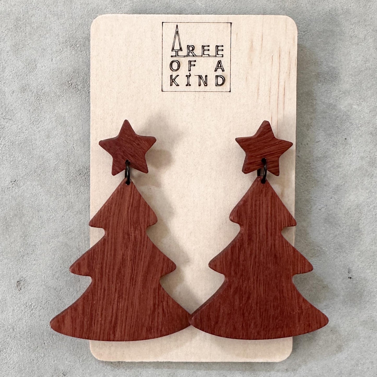 The Christmas Tree Dangle Timber Earrings - Sydney Blue Gum