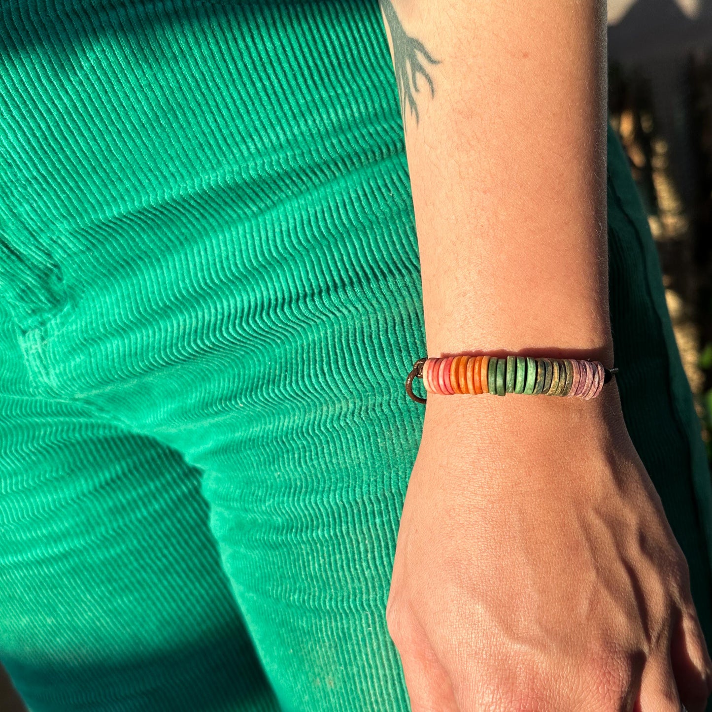 Rainbow Confetti Disc Bracelet