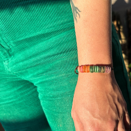 Rainbow Confetti Disc Bracelet