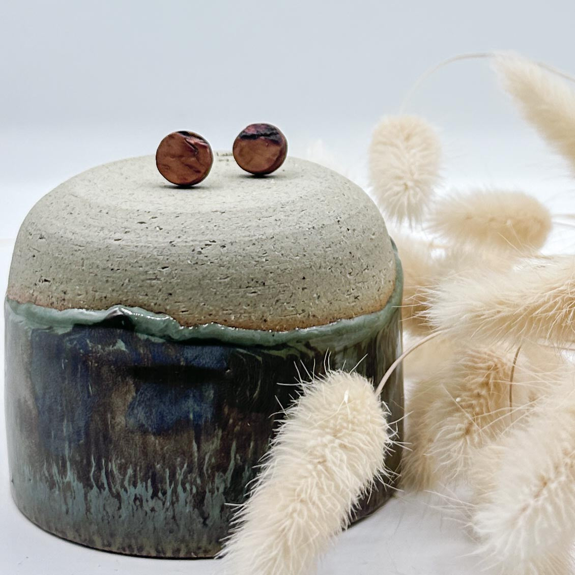 Circle Timber Earring Studs - Burl