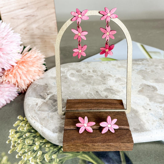 Daisy Timber Studs - Pink