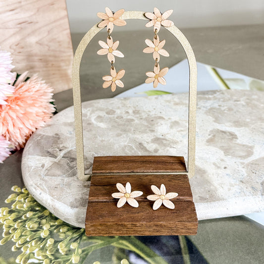 Daisy Timber Studs - White