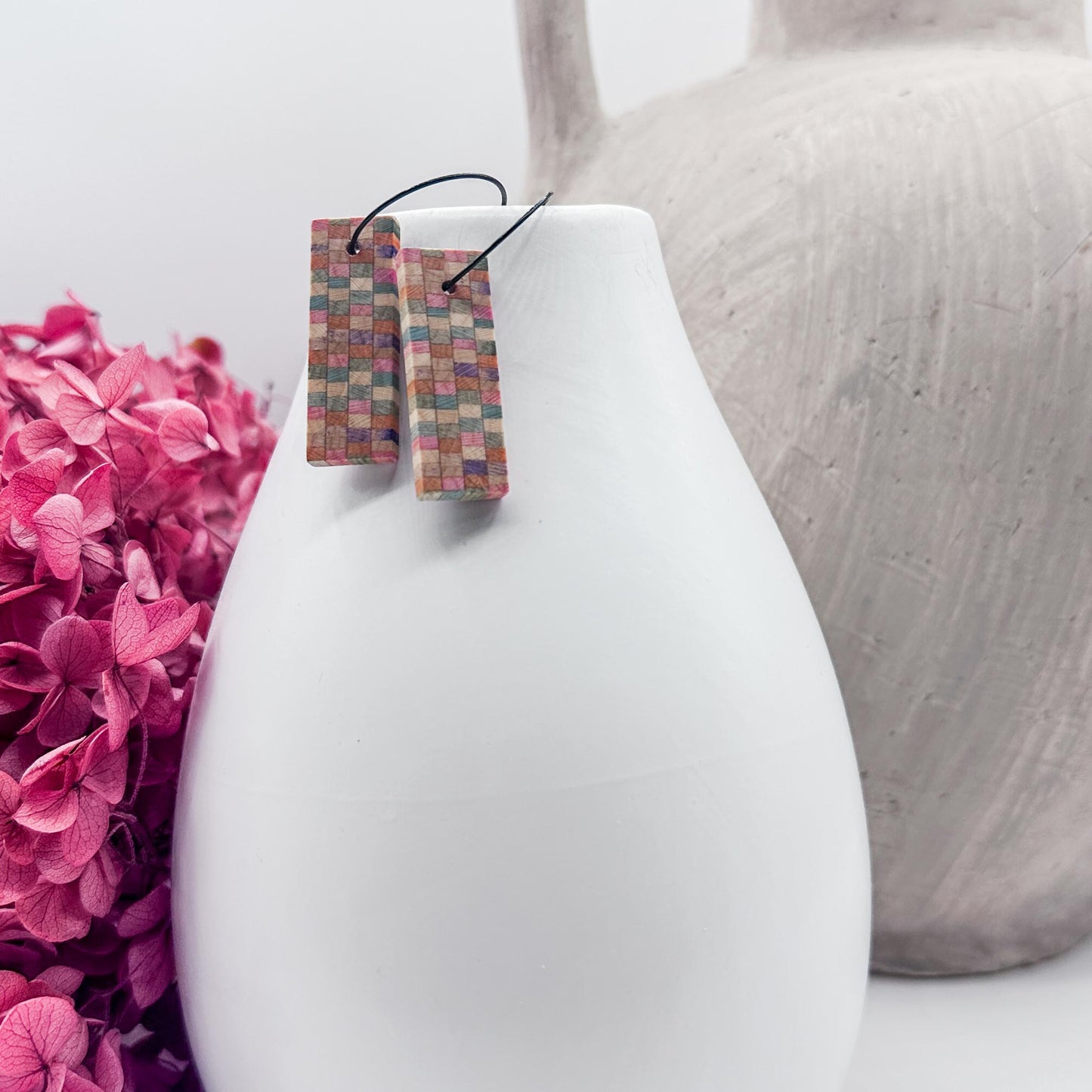 Confetti Pixel - Block Mini Timber Dangle Earrings