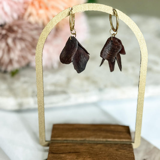 Rose Petal Cluster Timber Dangles - Heritage Jarrah