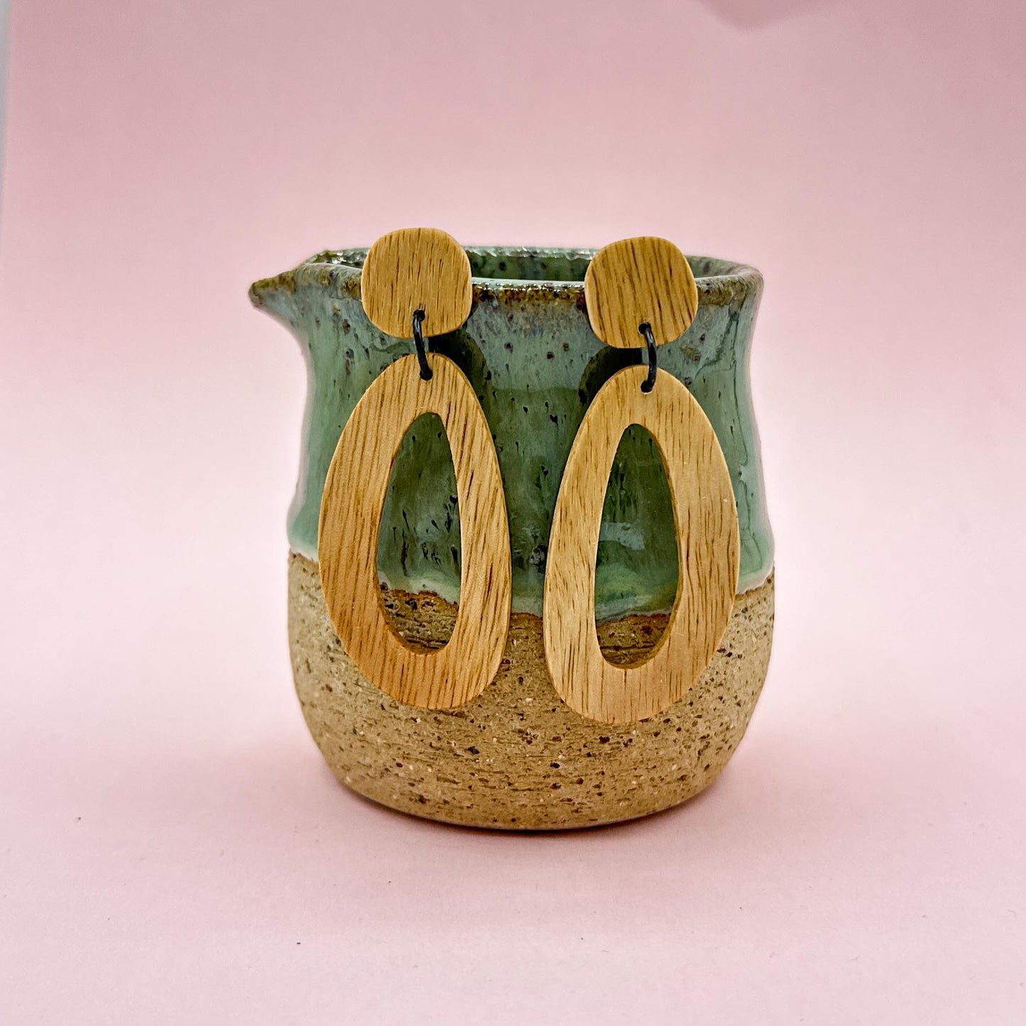 Organic Hoop Timber Dangle Earring - Spotted Gum