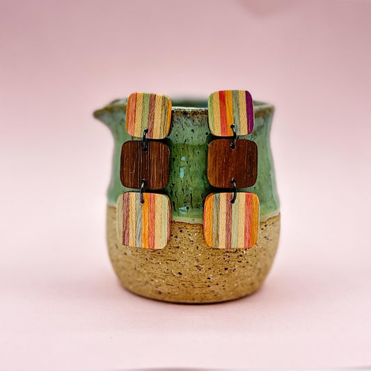 Sqaures Dangles - Spotted Gum & Confetti