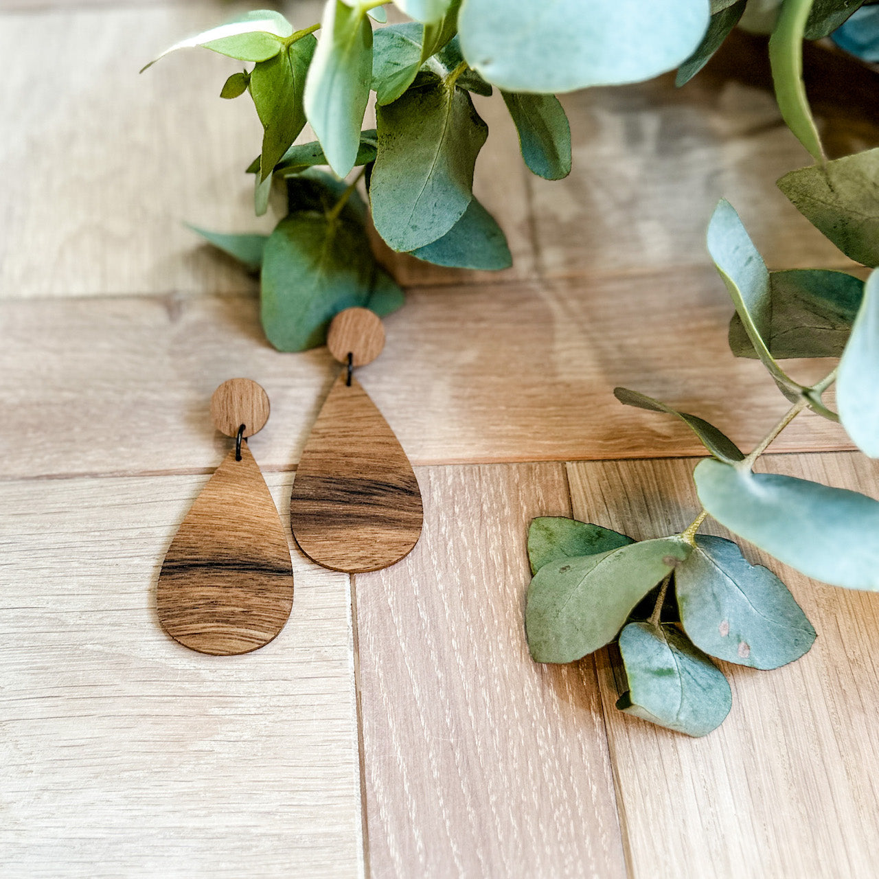 The Teardrop Dangle Timber Earrings - Spotted Gum