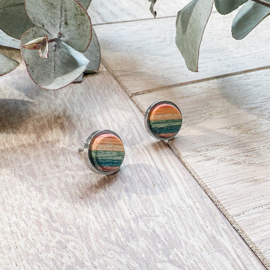 The Ring Stud Timber Earrings - Confetti Birch