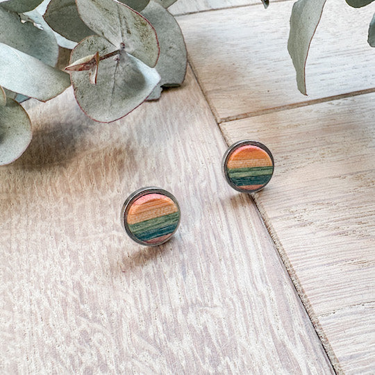 The Ring Stud Timber Earrings - Confetti Birch