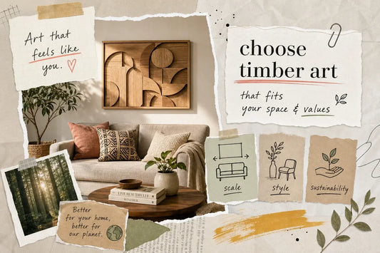 How to choose timber wall art for your living room: scale, style and sustainability