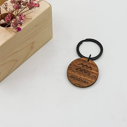 Zodiac Timber Keyrings - Spotted Gum