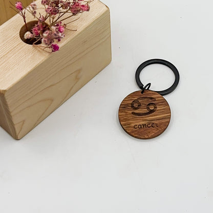 Zodiac Timber Keyrings - Spotted Gum