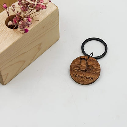 Zodiac Timber Keyrings - Spotted Gum