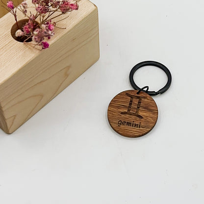 Zodiac Timber Keyrings - Spotted Gum