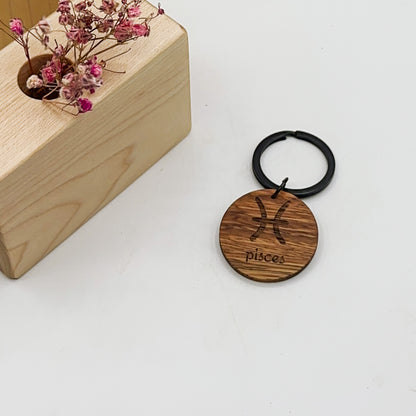 Zodiac Timber Keyrings - Spotted Gum