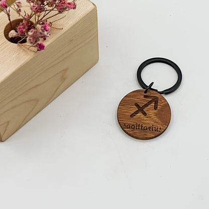 Zodiac Timber Keyrings - Spotted Gum