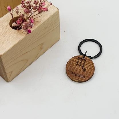 Zodiac Timber Keyrings - Spotted Gum