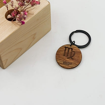 Zodiac Timber Keyrings - Spotted Gum