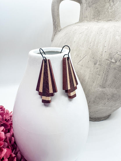 Art Deco Chandelier Timber Dangle Earrings