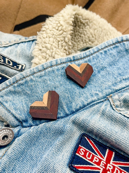 Art Deco Heart Timber Brooch