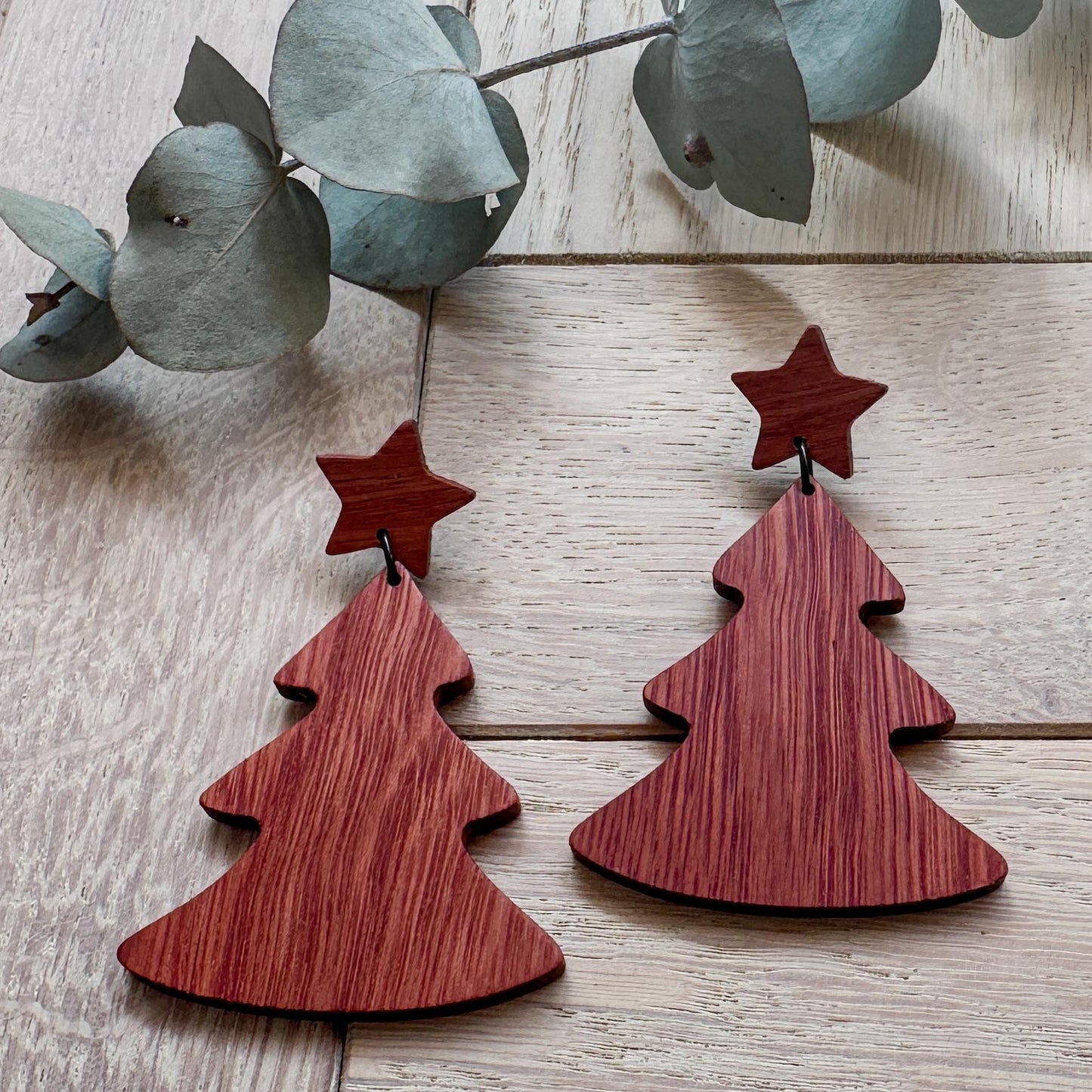 The Christmas Tree Dangle Timber Earrings - Sydney Blue Gum