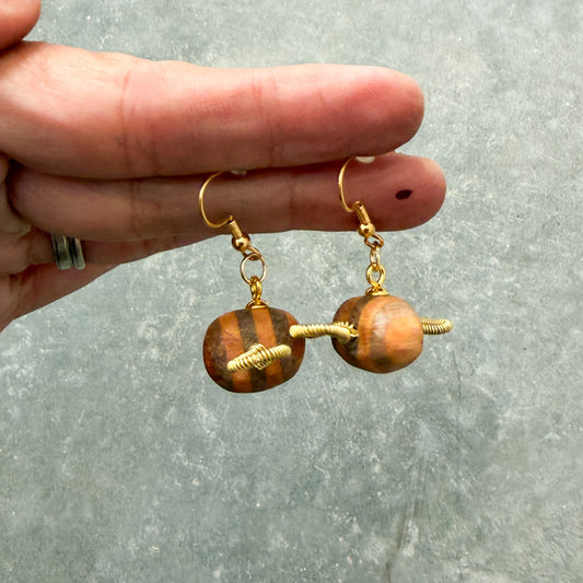 Bumble Bee Timber Dangle Earrings
