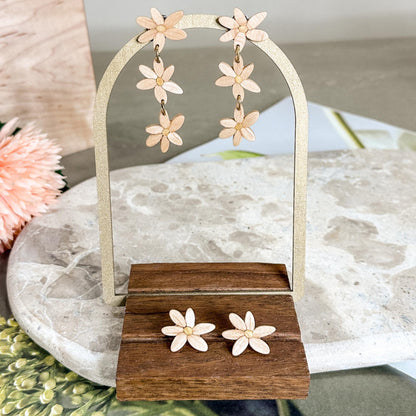 Daisy Chain Timber Dangles - White