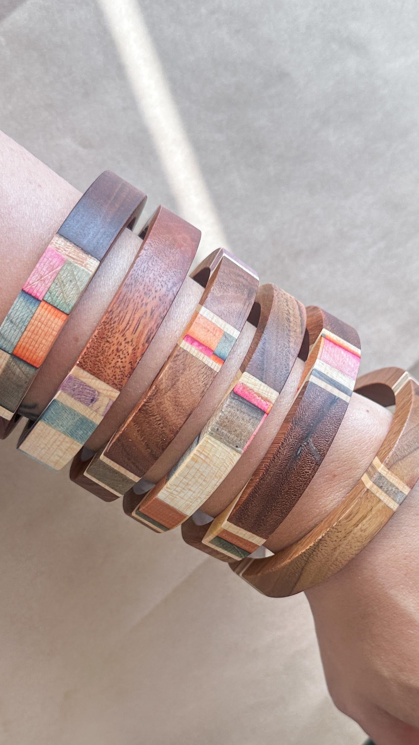 Abstract Recovered Ironbark Timber Bangles