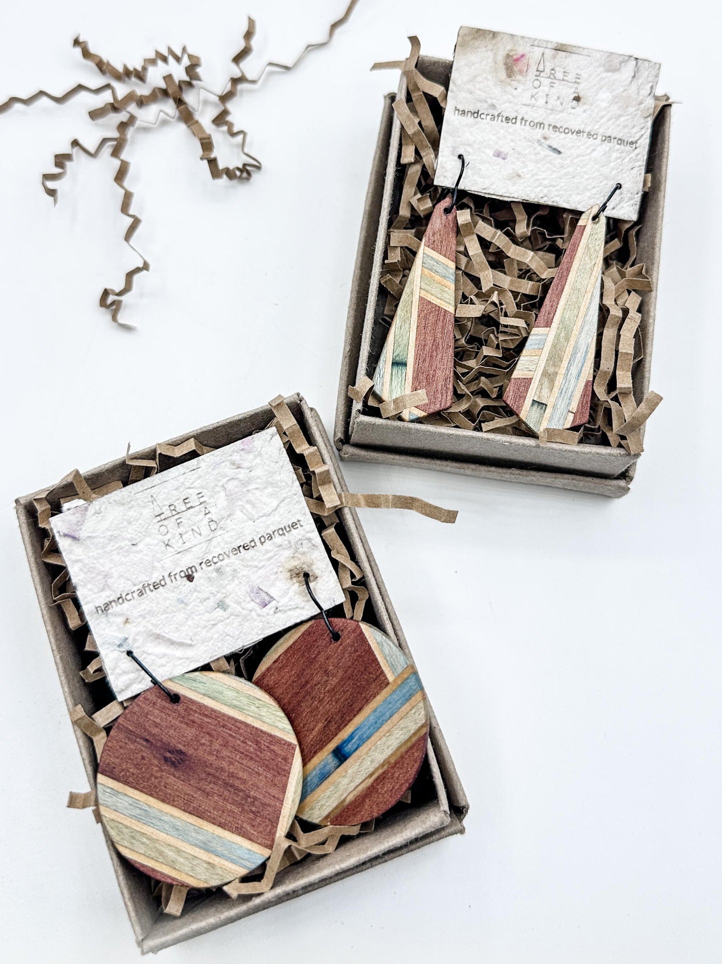 Abstract Circle Timber Dangle Earrings - Mixed Confetti PIxels
