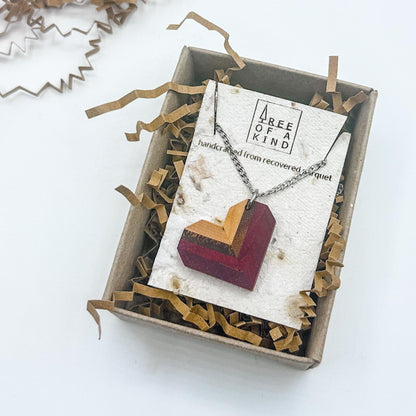 Art Deco Heart Timber Pendant & Necklace