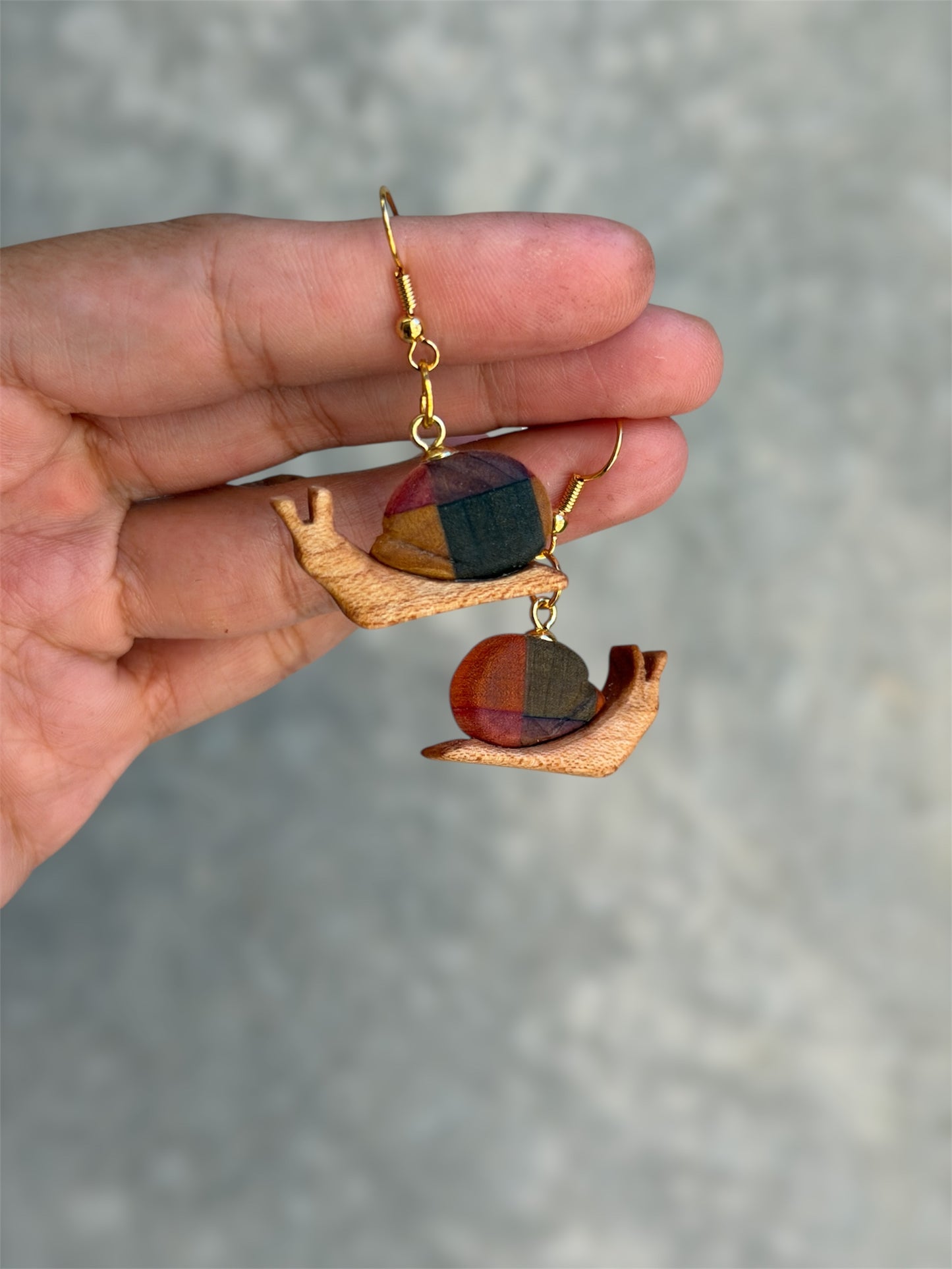 Confetti Snail Timber Dangle Earrings
