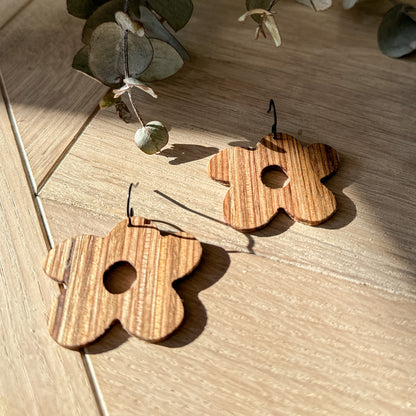 The Wonky Flower Dangle Timber Earring - Mixed Hardwood