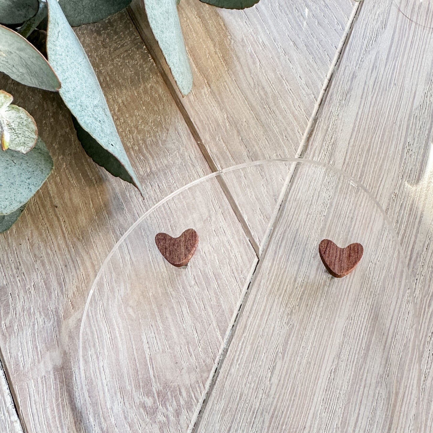 The Heart Stud Timber Earrings - Brushbox