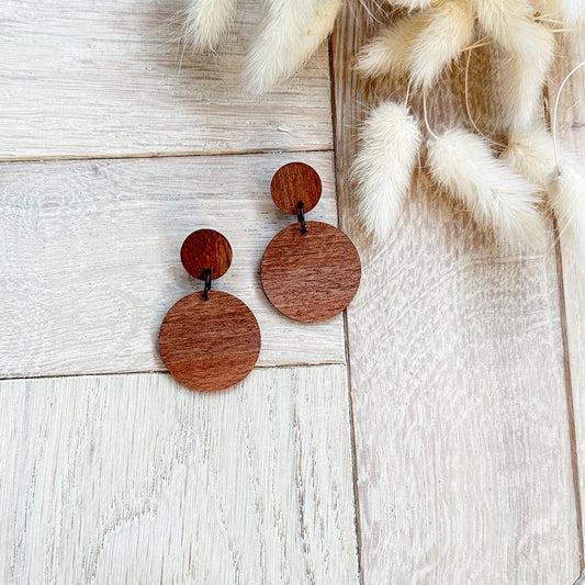 The Round Dangle Timber Earrings - Brushbox