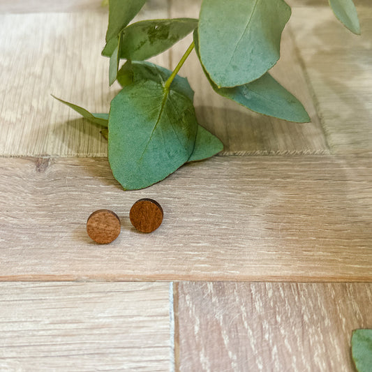 The Circle Stud Timber Earrings - Brushbox