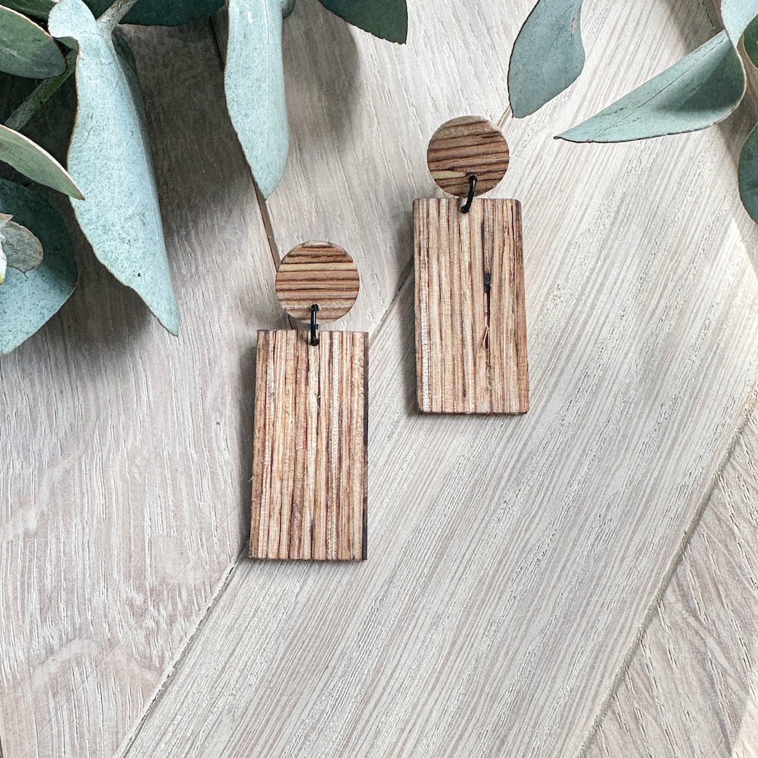 The Oblong Dangle Timber Earrings - Mixed Hardwood