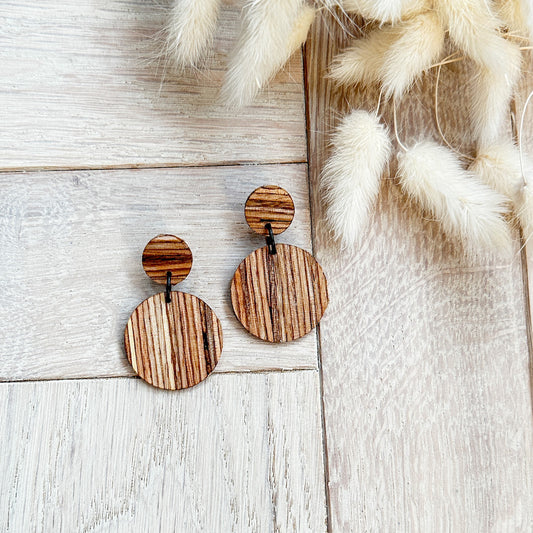 The Round Dangle Timber Earrings - Mixed Hardwood