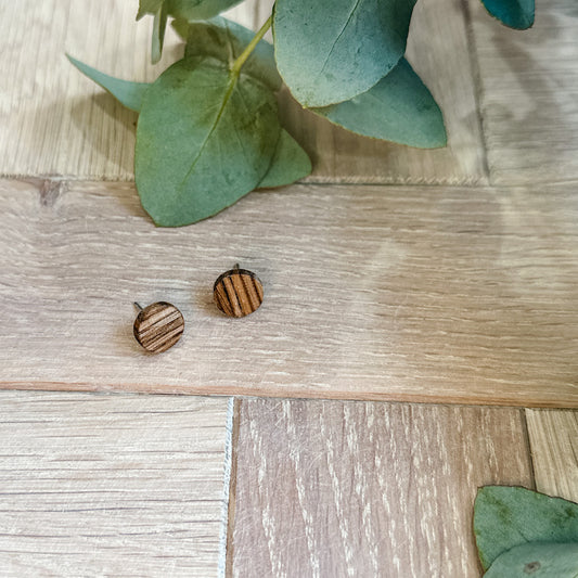 The Circle Stud Timber Earrings - Mixed Hardwood