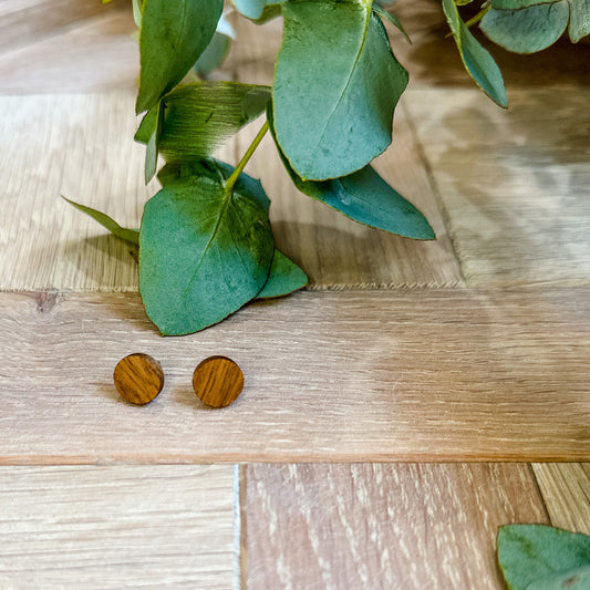The Circle Stud Timber Earrings - Spotted Gum