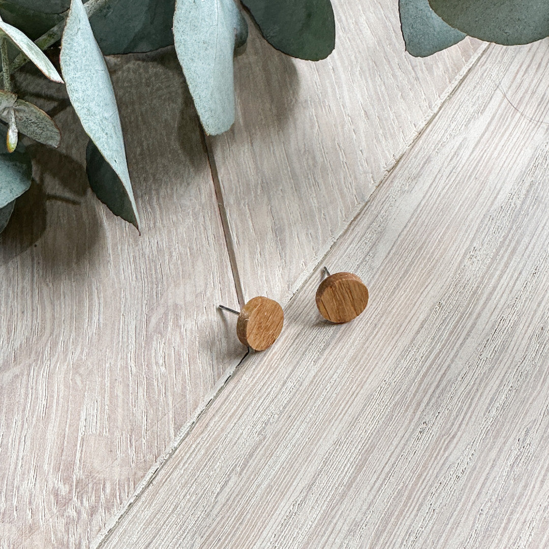 The Circle Stud Timber Earrings - White Oak