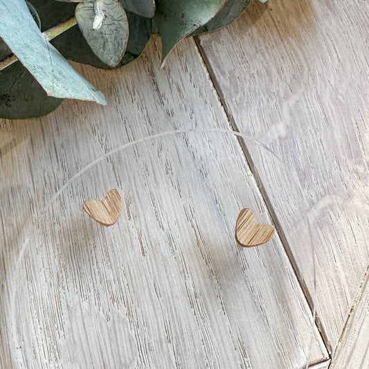 The Heart Stud Timber Earrings - White Oak