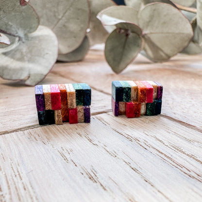 Confetti Colourburst Block - Mini Stud Earrings