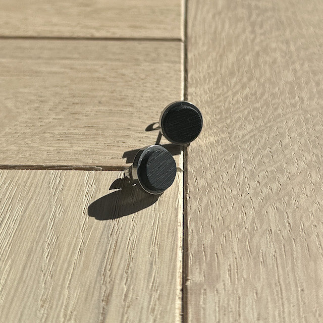 The Ring Stud Timber Earrings - Brushed White Oak Black