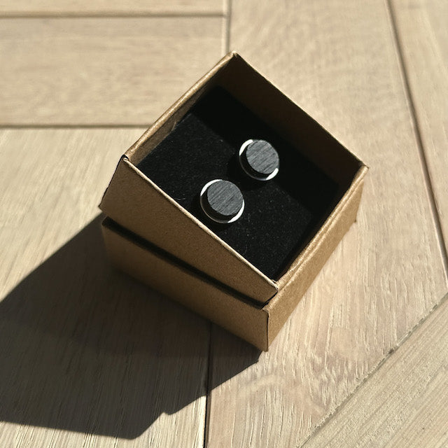 The Ring Stud Timber Earrings - Brushed White Oak Black