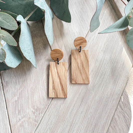 The Oblong Dangle Timber Earrings - White Oak