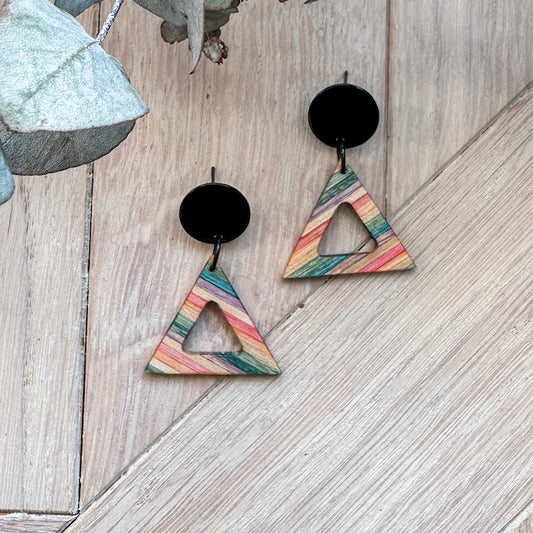 The Prism Dangle Timber Earrings - Confetti Birch